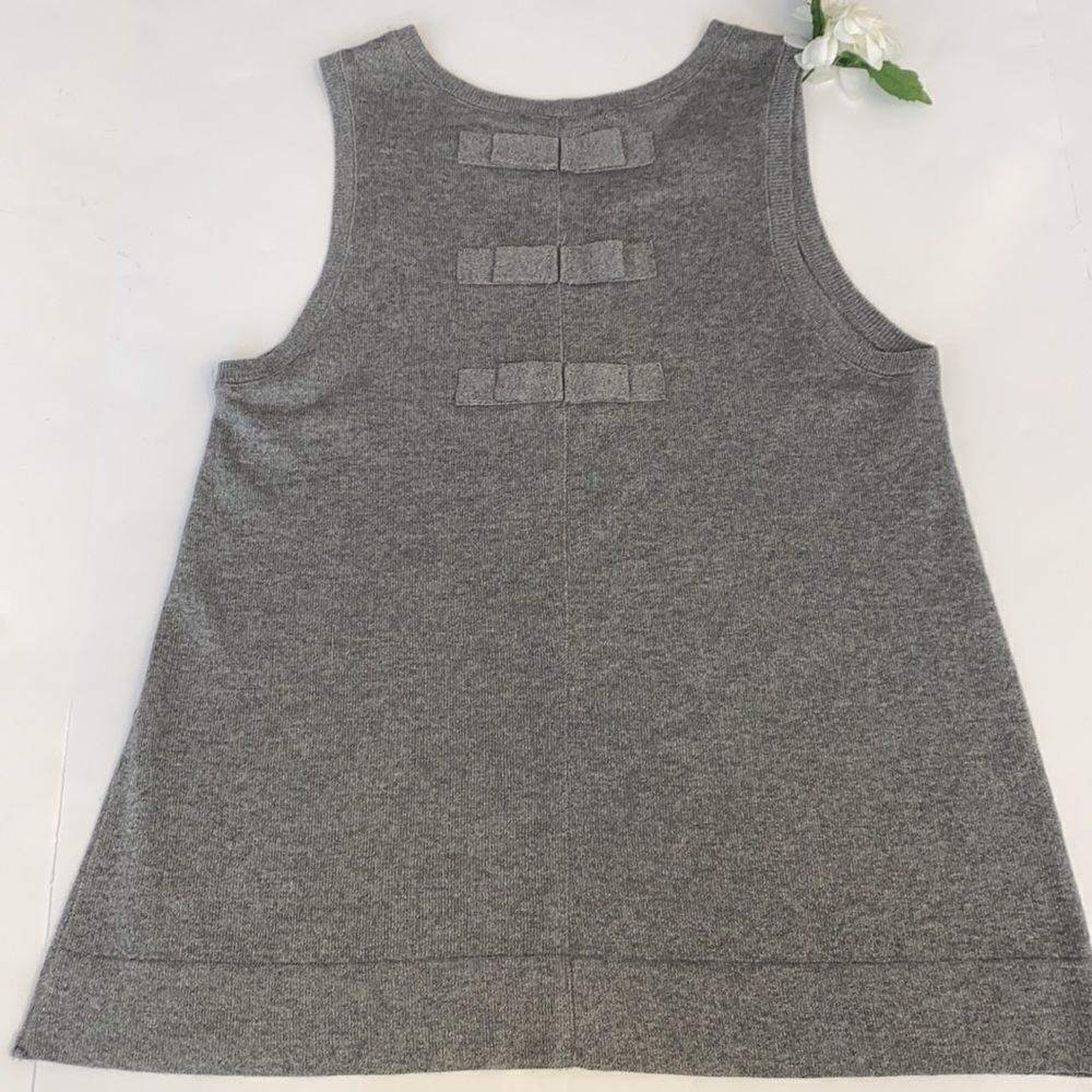Twin Set Simoni Barbieri Bow Back Sleeveless Tank Gray Metallic Scoop Neck